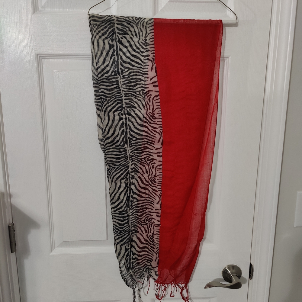 Red and Zebra Print Scarf